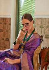 Kalki Koechlin Purple Designer Organza Saree Collection