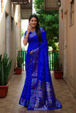 Blue Paithani with Bandhej Saree With Zari Weaving
