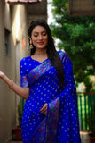 Blue Paithani with Bandhej Saree With Zari Weaving