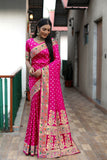Pink Paithani with Bandhej Saree With Zari Weaving