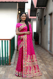 Pink Paithani with Bandhej Saree With Zari Weaving