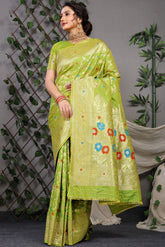 Designer Paithani Green Pure Silk Saree