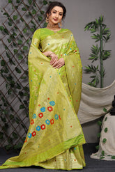Designer Paithani Green Pure Silk Saree