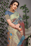 Designer Paithani Grey Pure Silk Saree