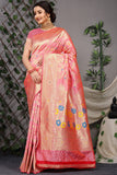 Designer Paithani Peach Pure Silk Saree