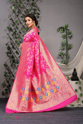 Designer Paithani Pink Pure Silk Saree