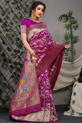 Designer Paithani Purple Pure Silk Saree