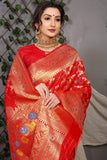 Designer Paithani Red Pure Silk Saree