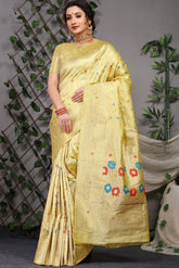 Designer Paithani Yellow Pure Silk Saree