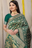 Designer Green Patola Pure Silk Saree With Gold Jari Weaving