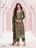 PURE JACQUARD VISCOS NECK EMBROIDERY  WORK SUIT