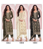 PURE JACQUARD VISCOS NECK EMBROIDERY  WORK SUIT