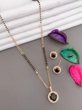 Regular Wear Stone Studded Mangalsutra With Earrings