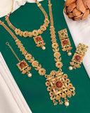 Imitation Rajwadi Gold Plated Combo Set With Mang Tikka