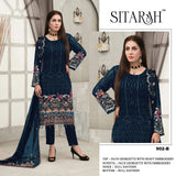 Heavy Faux Georgette with Embroidered Sequence Thread work Suit