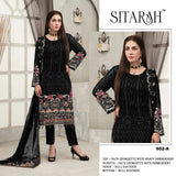 Heavy Faux Georgette with Embroidered Sequence Thread work Suit