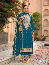 Pure Airtex Chinon with Embroidered Cording & Sequence Thread work Suit