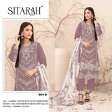 Pure Cambric Cotton with Embroidered Sequence work Suit
