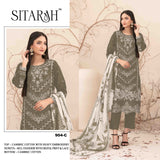 Pure Cambric Cotton with Embroidered Sequence work Suit