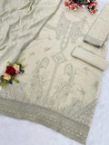 Pure Cambric Cotton with Embroidered 3mm Sequence & Thread work Suit