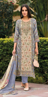 Pure Viscouse Muslin Digital print with Aari work & Mirror work Suit