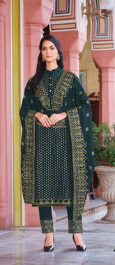 Heavy Faux Georgette with Embroidery work Squence Work SUIT