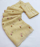 Faux Georgette with Sunflower Embroidery work Saree