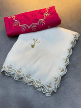 PURE TISSUE COSMOSE ZARI WEAVING WITH HAND WORK RICH LOOK SAREE