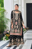 Heavy Chinon with Embroidered Multi Thread Mat Squence work Suit