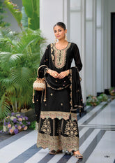Primium Chinon Fabric Embroidery Work Suit