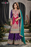 Primium Chinon Silk with codding embroidery work daimond work Suit