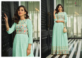 Heavy Foux Georgette Embroidery 5 color Dhaga Double Sequence Work Suit