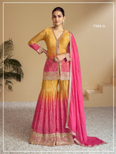 Heavy Chinon Digital Print with Embroidery Multi & Mat Squence work Suit