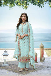 Faux Georgette with Heavy Embroidered VISCOSE Multi Thread & Sequence Work Suit