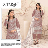 Pure Cambric Cotton with Embroidered Sequence work Suit