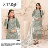 Pure Cambric Cotton with Embroidered Sequence work Suit