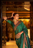 Green Banarasi Silk Saree With Zari Weaving