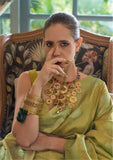 Kalki Koechlin Orchid Green Designer Handloom Saree Collection With Zari Weaving