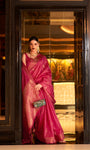 Pink Banarasi Silk Saree With Zari Weaving