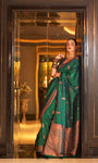 Green Banarasi Silk Saree With Zari Weaving