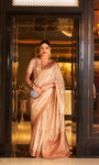 Cream Banarasi Silk Saree With Zari Weaving