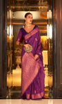 Purple Banarasi Silk Saree With Zari Weaving