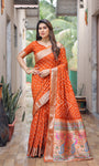 Orange Exclusive Unique Designer Bandhej Paithani collection