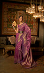 Purple Designer Zari Base Handloom Weaving Silk Saree