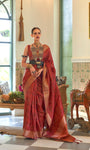 Kalki Koechlin Red Designer Organza Saree Collection