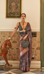 Kalki Koechlin Grey Designer Organza Saree Collection