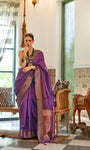 Kalki Koechlin Purple Designer Organza Saree Collection