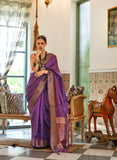 Kalki Koechlin Purple Designer Organza Saree Collection