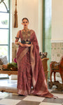 Kalki Koechlin Brown Designer Organza Saree Collection