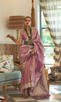 Kalki Koechlin Orchid Purple Designer Handloom Saree Collection With Zari Weaving